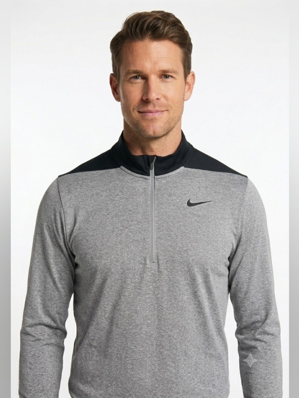 NWOT Medium Nike Men’s Grey and Black Quarter-Zip Performance Jacket